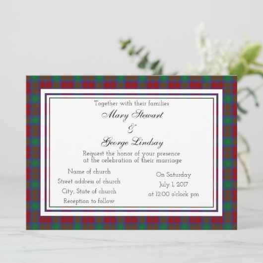 Lindsay Scottish Wedding Invitation Kaart (Staand voorkant)