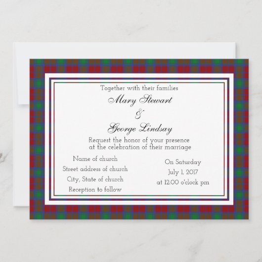 Lindsay Scottish Wedding Invitation Kaart (Voorkant)