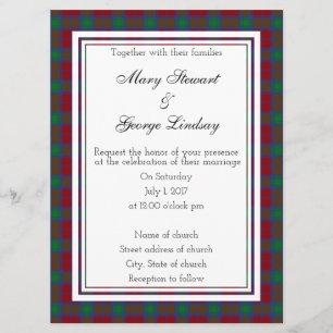 Lindsay Scottish Wedding Invitation Kaart