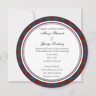 Lindsay Scottish Wedding Round Invitation Kaart