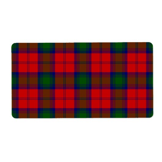 Lindsay tartan red green plaid etiket (Voorkant)