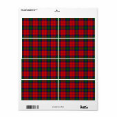 Lindsay tartan red green plaid etiket (Full Sheet)