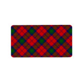 Lindsay tartan red green plaid etiket (Voorkant)