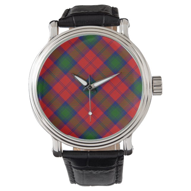 Lindsay tartan red green plaid horloge (Voorkant)