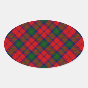 Lindsay tartan red green plaid ovale sticker