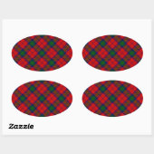 Lindsay tartan red green plaid ovale sticker (Vel)