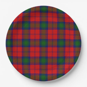 Lindsay tartan red green plaid papieren bordje