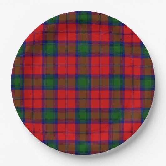 Lindsay tartan red green plaid papieren bordje (Voorkant)