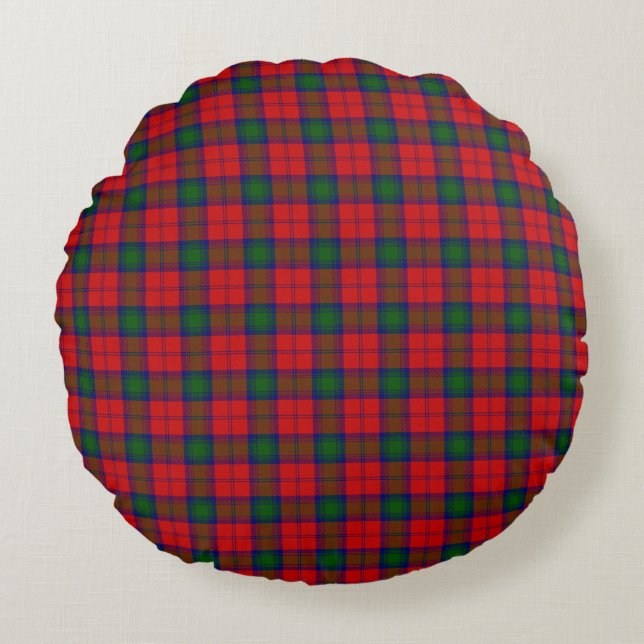 Lindsay tartan red green plaid rond kussen (Voorkant)