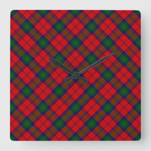 Lindsay tartan red green plaid vierkante klok