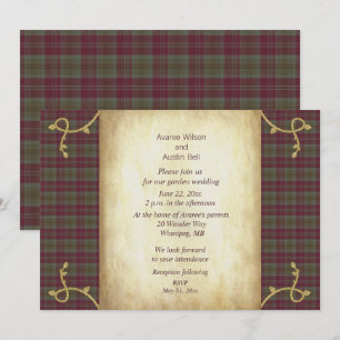 Lindsay Weathered Scottish Tartan Garden Wedding Kaart