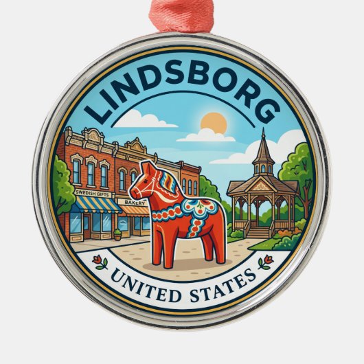 Lindsborg Kansas Metalen Ornament (Voorkant)