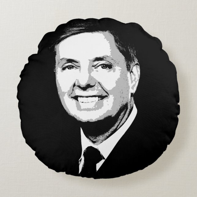 Lindsey Graham Face Rond Kussen (Voorkant)