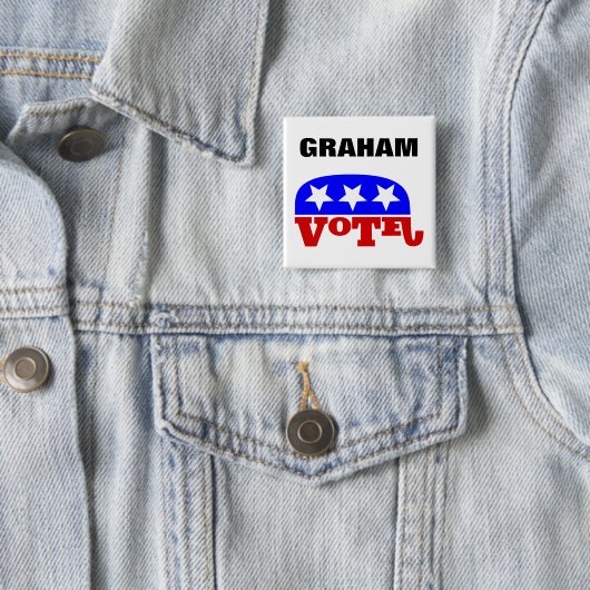 Lindsey Graham Republikeinse olifant Vierkante Button 5,1 Cm (In situ)