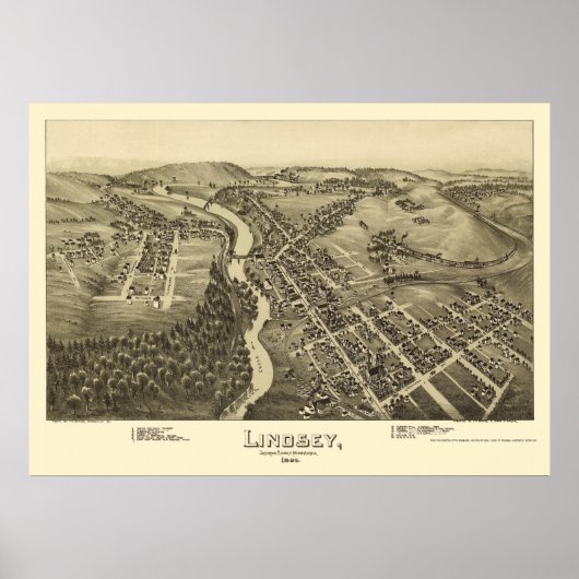 Lindsey, PA Panoramic Map - 1895 Poster (Voorkant)