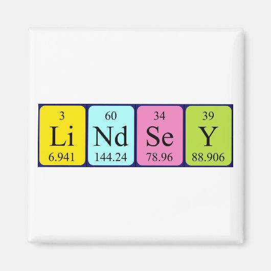 Lindsey periodieke handelsnaam magnet (Voorkant)