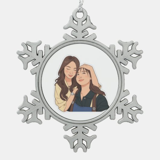 LinDy (GL pair) Tin Sneeuwvlok Ornament (Voorkant)
