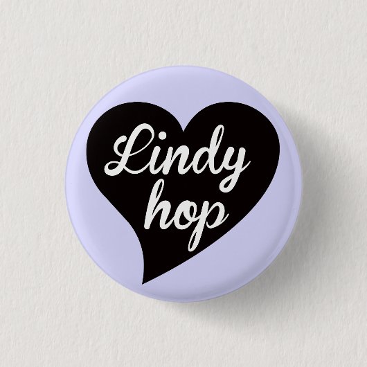 Lindy Hop Black Heart Lavender Ronde Button 3,2 Cm (Voorkant)