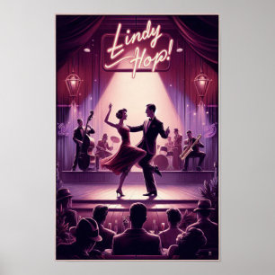 Lindy Hop Dance Hall Vintage Poster
