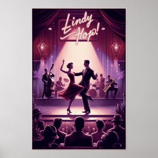 Lindy Hop Dance Hall Vintage Poster (Voorkant)
