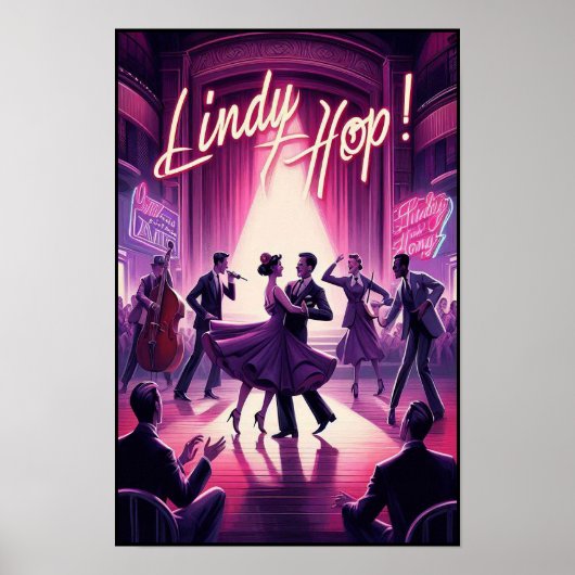 Lindy Hop Dance Hall Vintage Poster (Voorkant)