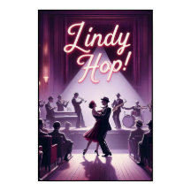 Lindy Hop Dance Hall Vintage Poster
