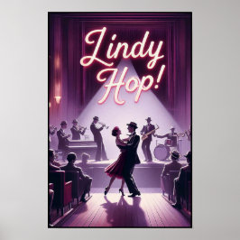 Lindy Hop Dance Hall Vintage Poster