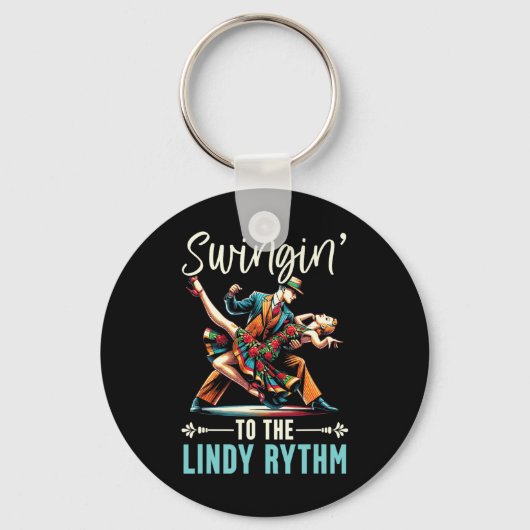 Lindy Hop Dancer Swinging Dancing Partner Swing Da Sleutelhanger (Voorkant)