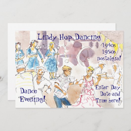 Lindy Hop Swing Dancing Kaart (Voorkant / Achterkant)