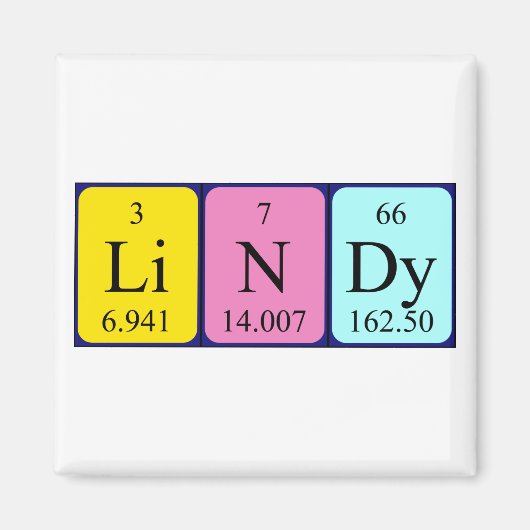 Lindy periodieke table name magnet (Voorkant)