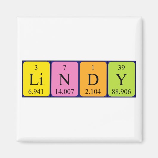 Lindy periodieke table name magnet (Voorkant)