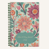 Line A Day Retro Floral Journal | Gepersonaliseerd Notitieboek (Voorkant)