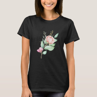 Line Aesthetic Motif Woman met Flowers Costuum T-shirt