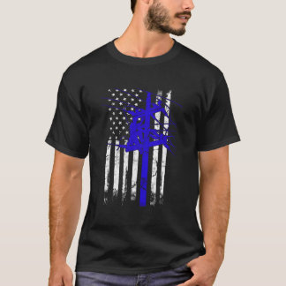 Line American Flag Electric Cable For Patriotic Li T-shirt