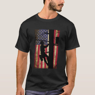 Line American Flag Electric Cable T-shirt