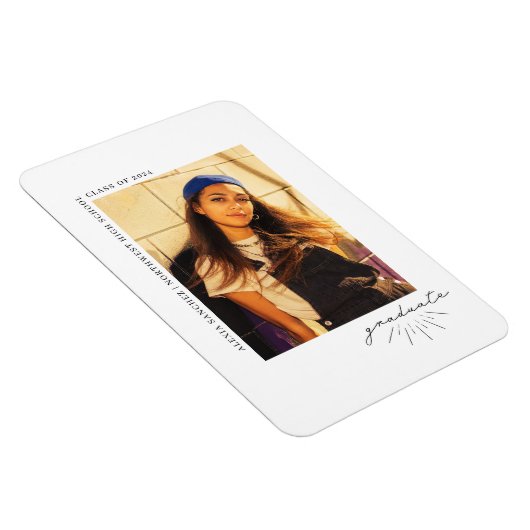 Line Art Afstuderen Foto-aankondiging Magneet (Rechterzijde)