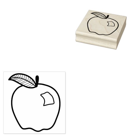 Line Art Apple voor ambachten en leraren Rubberstempel (Gestempeld)