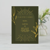 Line Art Arch Botanical Green Folie Uitnodiging (Staand Voorkant)