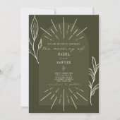 Line Art Arch Botanical Green Wedding Kaart (Voorkant)