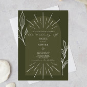 Line Art Arch Botanical Green Wedding Kaart
