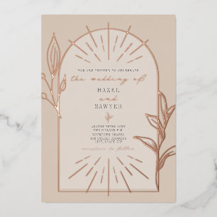 Line Art Arch Botanical off White Wedding Folie Uitnodiging