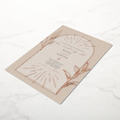 Line Art Arch Botanical off White Wedding Folie Uitnodiging (Gedraaid)