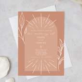 Line Art Arch Botanical Terra Cotta Wedding Kaart