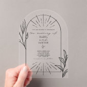 Line Art Arch Botanische bruiloft Acryl Uitnodigingen (Insitu (Draagbaar))