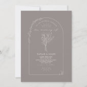 Line Art Arch Bouquet Amethyst Wedding Kaart (Voorkant)