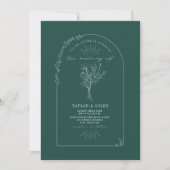 Line Art Arch Bouquet Emerald Wedding Kaart (Voorkant)