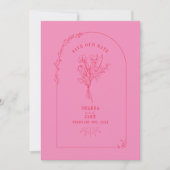 Line Art Arch Bouquet Roze en Red Save the Date (Voorkant)