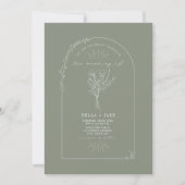 Line Art Arch Bouquet Sage Green Wedding Kaart (Voorkant)