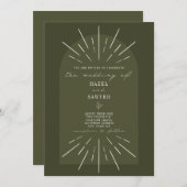 Line Art Arch Script Green Wedding Kaart (Voorkant / Achterkant)
