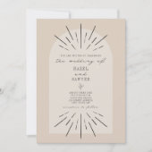 Line Art Arch Script Tan Desert Minimalist Weddens Kaart (Voorkant)